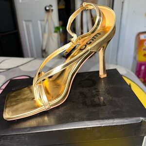 EGO Shiny Gold Strappy Heels